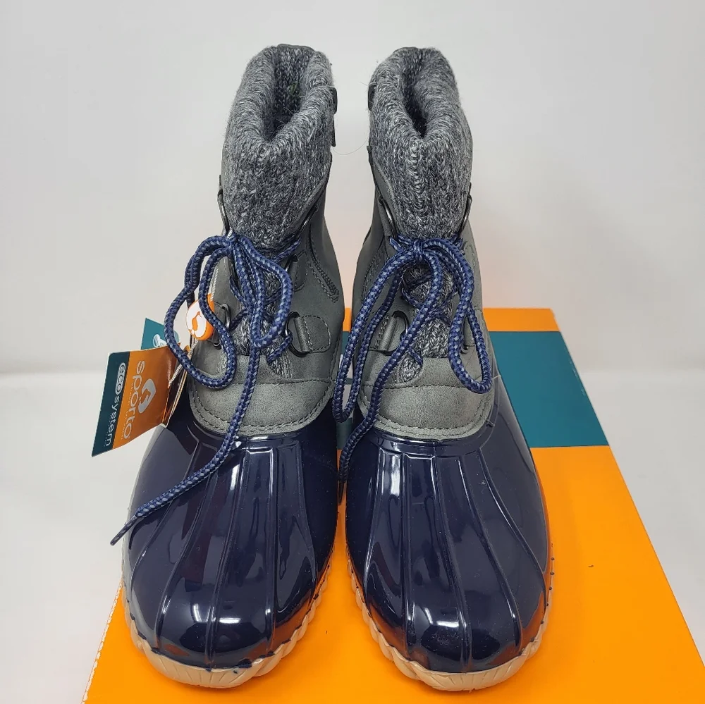 Womens Sporto Lilia Duck‎ Waterproof Boots Blue Grey Size 8 Lace Up New